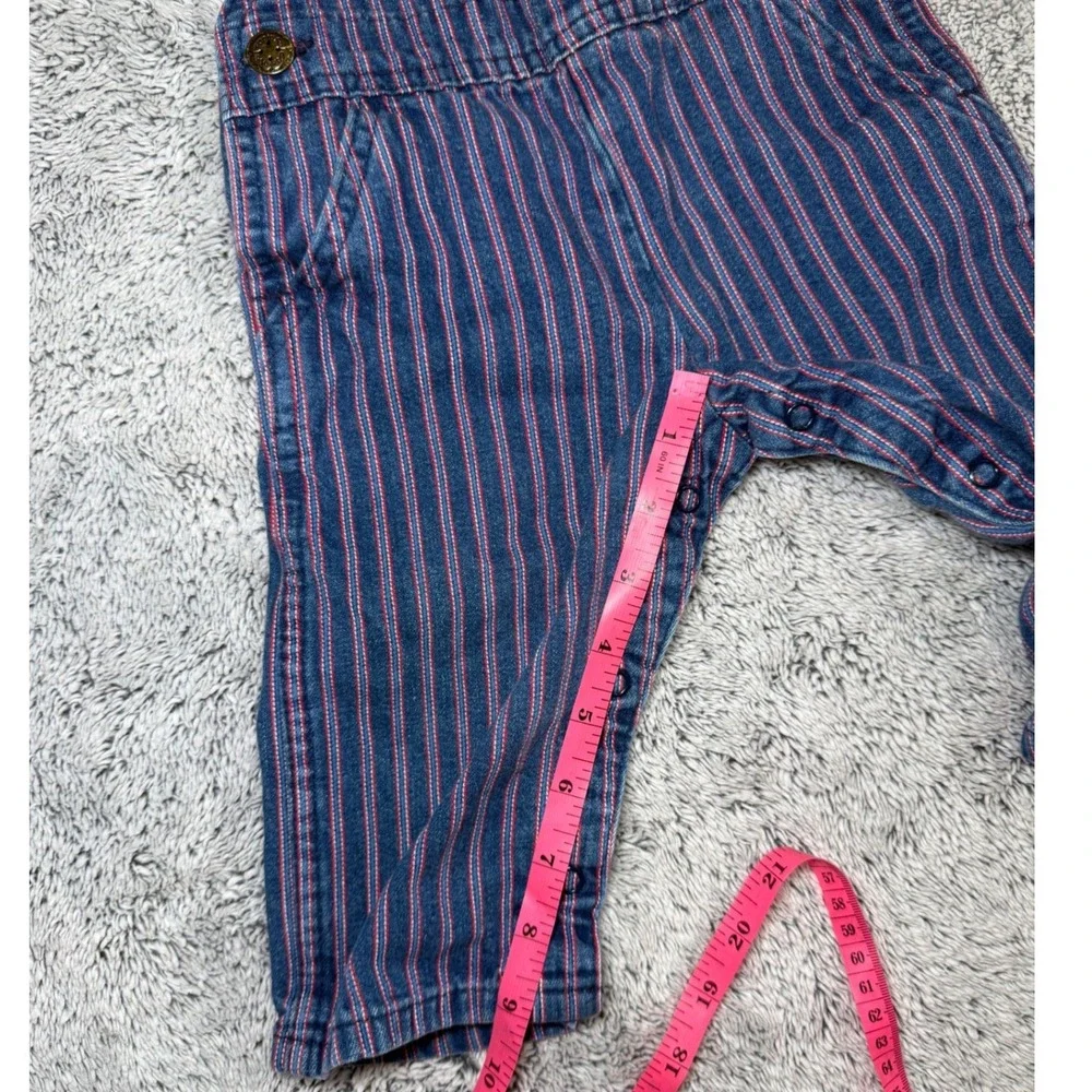 Vintage 80s OshKosh B'Gosh Vestbak Overalls 12M USA Railroad Stripe Rare Red Blu